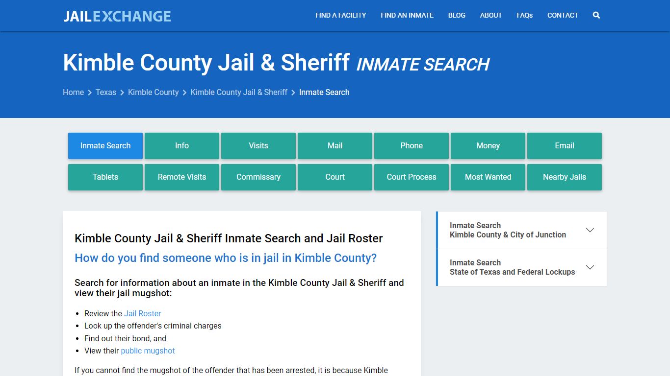 Kimble County Jail & Sheriff Inmate Search - Jail Exchange