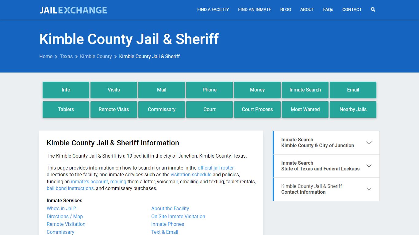Kimble County Jail & Sheriff, TX Inmate Search, Information