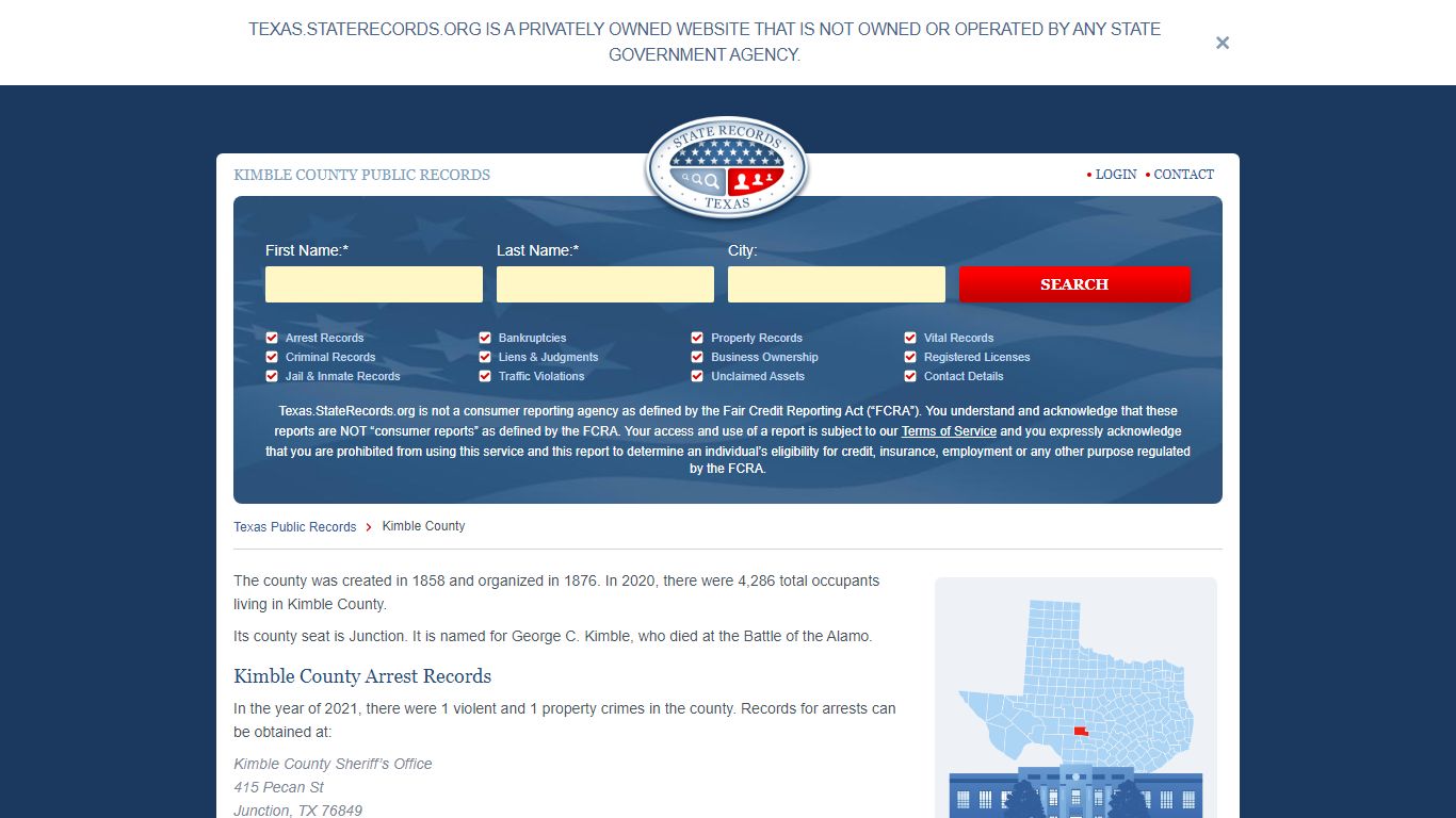 Kimble County Arrest, Court, and Public Records | StateRecords.org