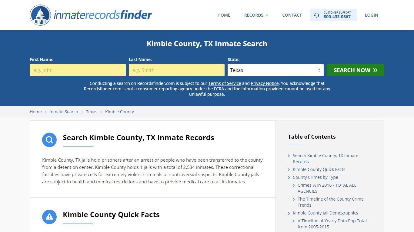 Kimble County, TX Inmate Lookup & Jail Records Online - Recordsfinder.com